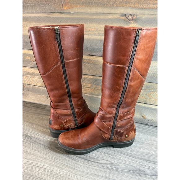 UGG Evanna Stout Tall Riding Boot Size 7.5 Zip Sherpa Fleece Lined Waterproof - Picture 13 of 16